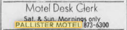 Pallister Motel - 1974 Help Wanted Ad